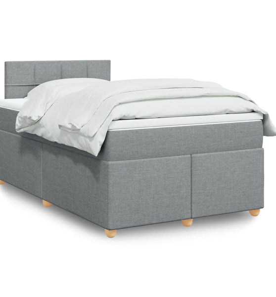 Boxspringbett mit Matratze Hellgrau 120x190 cm Stoff