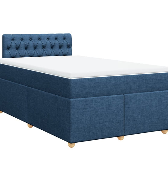 Boxspringbett mit Matratze Blau 120x190 cm Stoff
