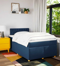 Boxspringbett mit Matratze Blau 120x190 cm Stoff