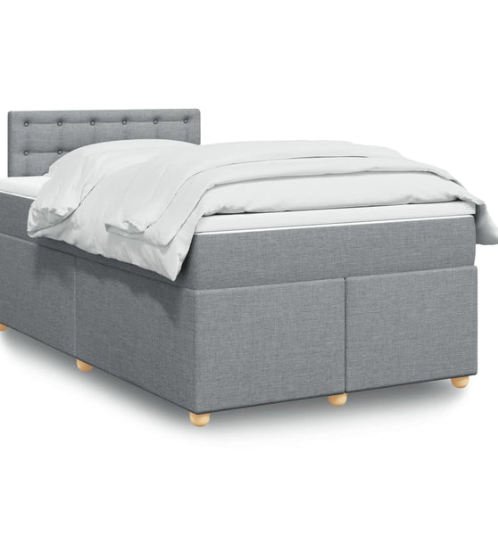 Boxspringbett mit Matratze Hellgrau 120x190 cm Stoff