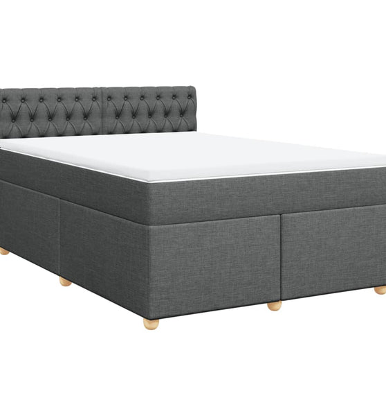 Boxspringbett mit Matratze Dunkelgrau 140x190 cm Stoff