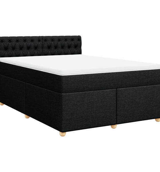 Boxspringbett mit Matratze Schwarz 140x190 cm Stoff