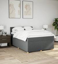 Boxspringbett mit Matratze Dunkelgrau 140x190 cm Stoff
