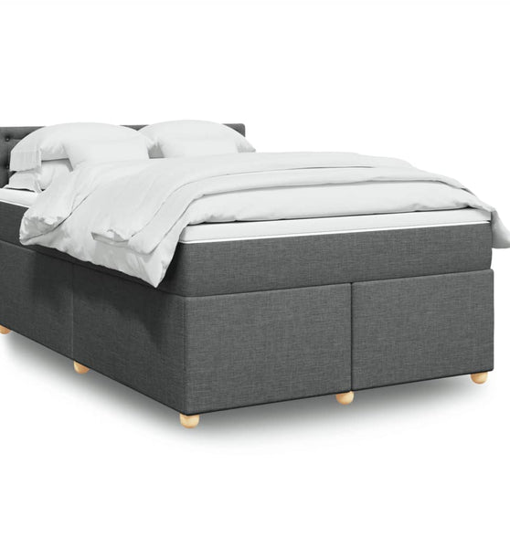 Boxspringbett mit Matratze Dunkelgrau 140x190 cm Stoff