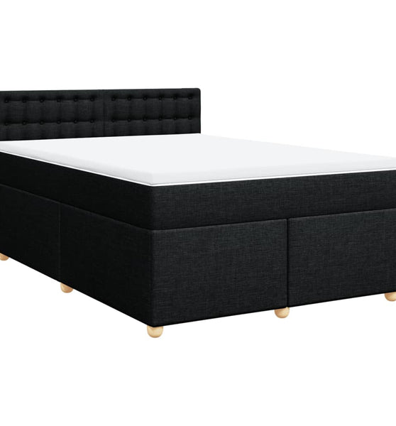 Boxspringbett mit Matratze Schwarz 140x190 cm Stoff