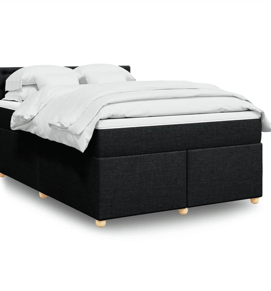 Boxspringbett mit Matratze Schwarz 140x190 cm Stoff