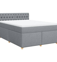Boxspringbett mit Matratze Hellgrau 140x200 cm Stoff