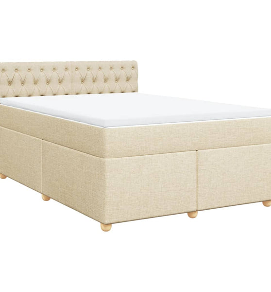 Boxspringbett mit Matratze Creme 140x200 cm Stoff