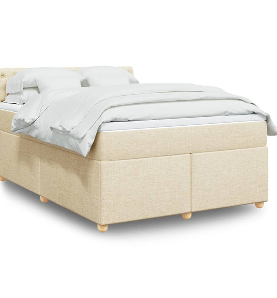 Boxspringbett mit Matratze Creme 140x200 cm Stoff