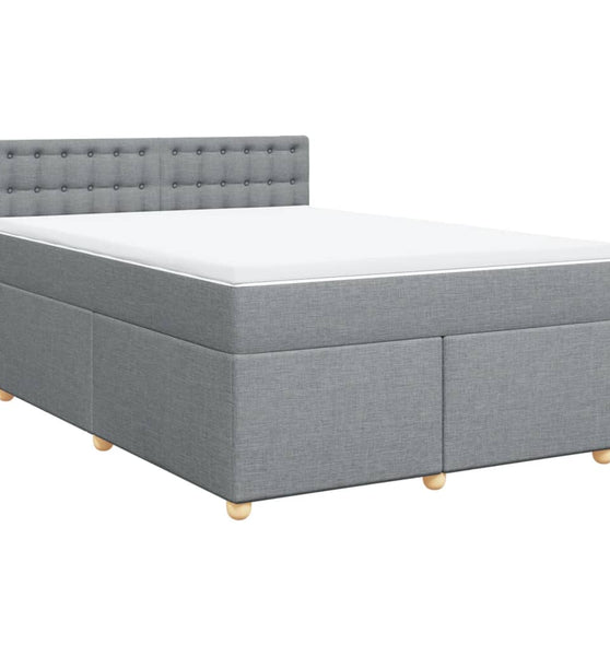 Boxspringbett mit Matratze Hellgrau 140x200 cm Stoff