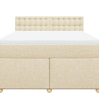 Boxspringbett mit Matratze Creme 140x200 cm Stoff