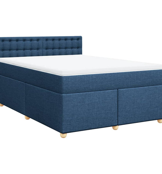 Boxspringbett mit Matratze Blau 140x200 cm Stoff
