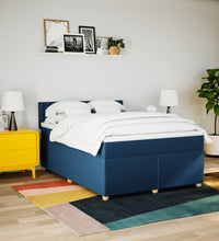 Boxspringbett mit Matratze Blau 140x200 cm Stoff