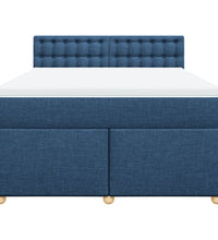 Boxspringbett mit Matratze Blau 140x200 cm Stoff