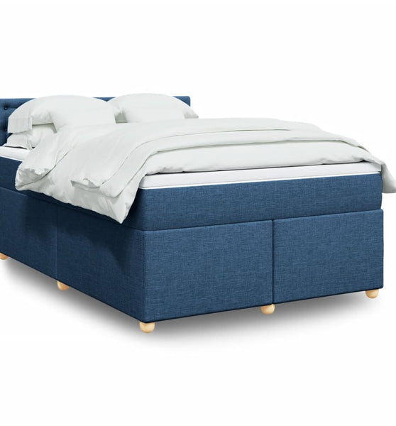 Boxspringbett mit Matratze Blau 140x200 cm Stoff
