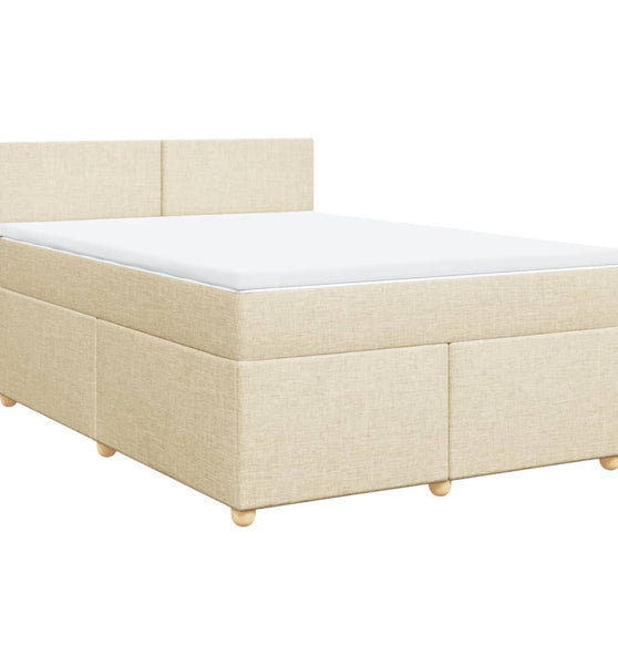 Boxspringbett mit Matratze Creme 160x200 cm Stoff