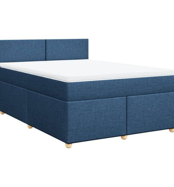 Boxspringbett mit Matratze Blau 160x200 cm Stoff