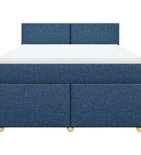 Boxspringbett mit Matratze Blau 160x200 cm Stoff