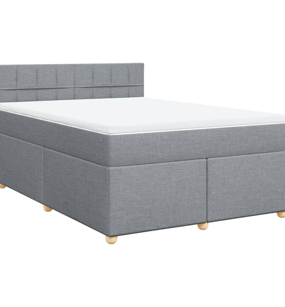 Boxspringbett mit Matratze Hellgrau 160x200 cm Stoff