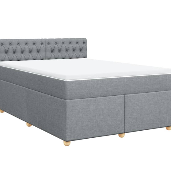 Boxspringbett mit Matratze Hellgrau 160x200 cm Stoff