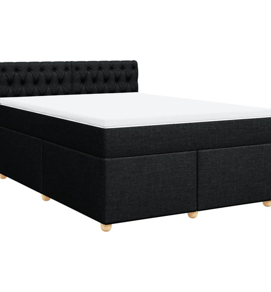 Boxspringbett mit Matratze Schwarz 160x200 cm Stoff