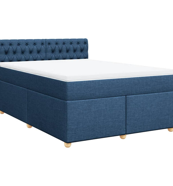 Boxspringbett mit Matratze Blau 160x200 cm Stoff