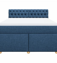 Boxspringbett mit Matratze Blau 160x200 cm Stoff