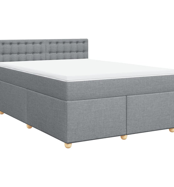 Boxspringbett mit Matratze Hellgrau 160x200 cm Stoff