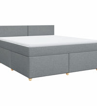 Boxspringbett mit Matratze Hellgrau 180x200 cm Stoff