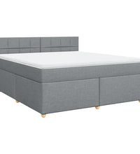 Boxspringbett mit Matratze Hellgrau 180x200 cm Stoff