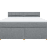 Boxspringbett mit Matratze Hellgrau 180x200 cm Stoff