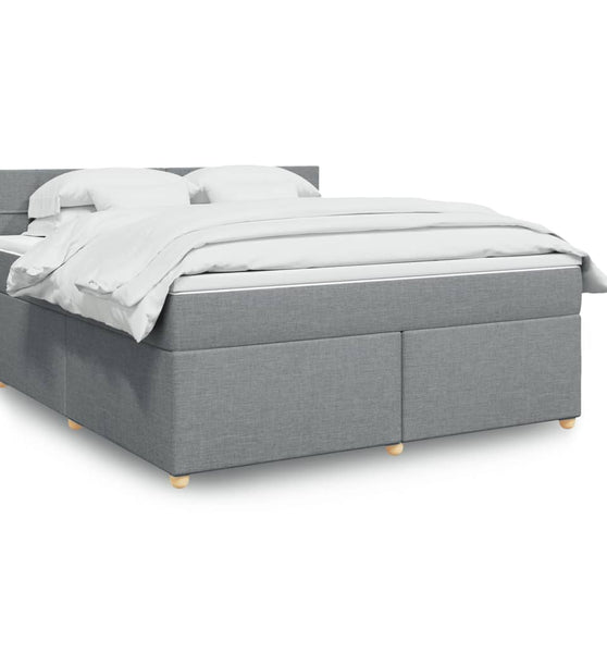 Boxspringbett mit Matratze Hellgrau 180x200 cm Stoff