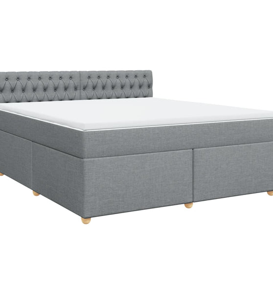 Boxspringbett mit Matratze Hellgrau 180x200 cm Stoff