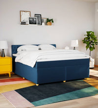 Boxspringbett mit Matratze Blau 180x200 cm Stoff