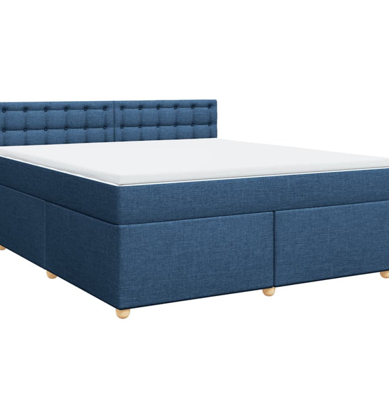Boxspringbett mit Matratze Blau 180x200 cm Stoff