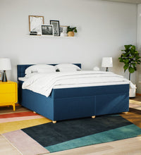 Boxspringbett mit Matratze Blau 180x200 cm Stoff