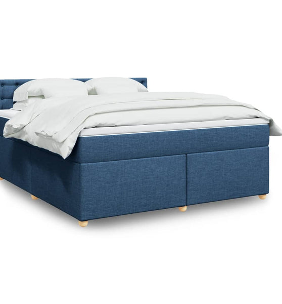 Boxspringbett mit Matratze Blau 180x200 cm Stoff