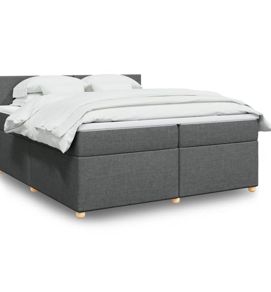 Boxspringbett mit Matratze Dunkelgrau 200x200 cm Stoff