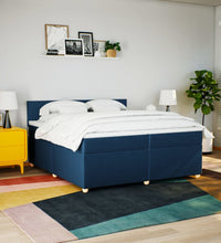 Boxspringbett mit Matratze Blau 200x200 cm Stoff