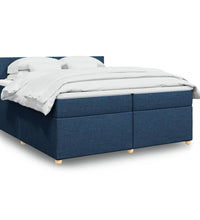 Boxspringbett mit Matratze Blau 200x200 cm Stoff