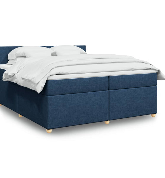 Boxspringbett mit Matratze Blau 200x200 cm Stoff