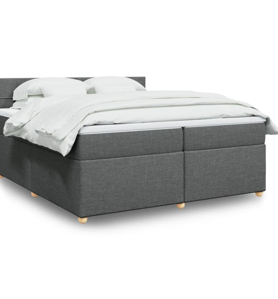 Boxspringbett mit Matratze Dunkelgrau 200x200 cm Stoff