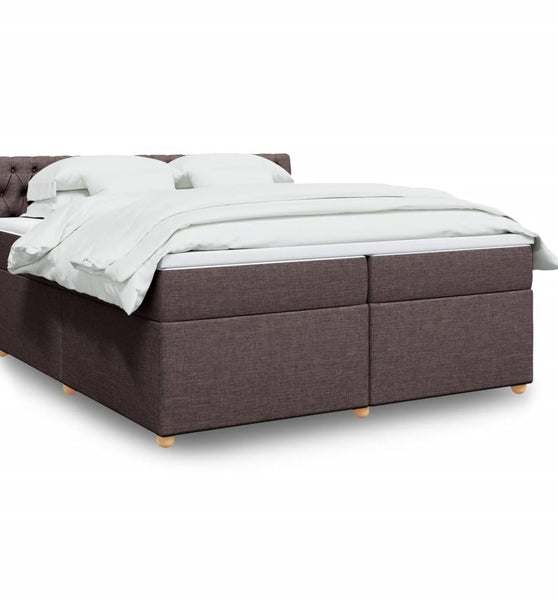 Boxspringbett mit Matratze Dunkelbraun 200x200 cm Stoff