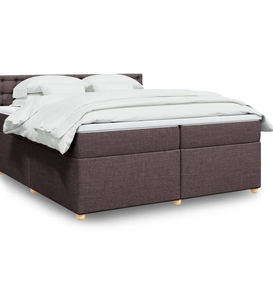 Boxspringbett mit Matratze Dunkelbraun 200x200 cm Stoff