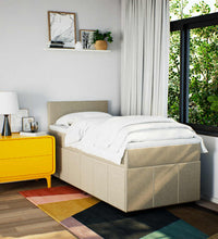 Boxspringbett mit Matratze Creme 80x200 cm Stoff