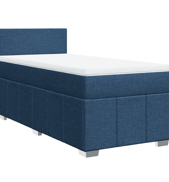 Boxspringbett mit Matratze Blau 80x200 cm Stoff