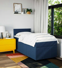 Boxspringbett mit Matratze Blau 80x200 cm Stoff