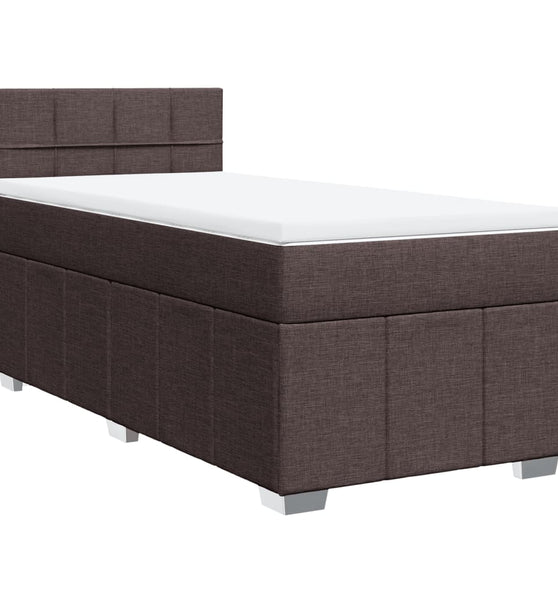 Boxspringbett mit Matratze Dunkelbraun 80x200 cm Stoff