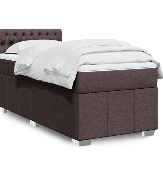 Boxspringbett mit Matratze Dunkelbraun 80x200 cm Stoff