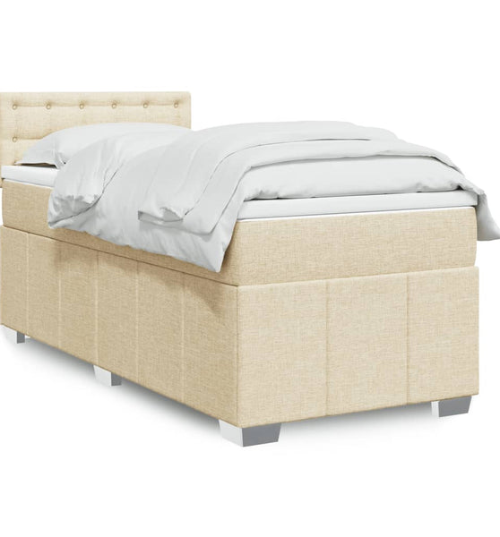 Boxspringbett mit Matratze Creme 80x200 cm Stoff